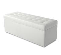 MG Design Pouf Coffre 45 × 120 cm Blanc - Rangement 140 L, Charge 300 kg, Surface Douce, Entretien Facile - pour Salon, Chambre, entrée