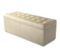 MG Design Pouf Coffre 45 × 120 cm Crème - Rangement 140 L, Charge 300 kg, Surface Douce, Entretien Facile - pour Salon, Chambre, entrée