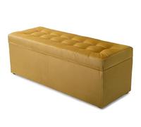 MG Design Pouf Coffre 45 × 120 cm Jaune - Rangement 140 L, Charge 300 kg, Surface Douce, Entretien Facile - pour Salon, Chambre, entrée