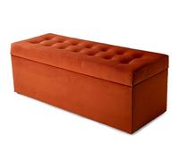 MG Design Pouf Coffre 45 × 120 cm Orange - Rangement 140 L, Charge 300 kg, Surface Douce avec léger reflet, Entretien Facile - pour Salon, Chambre, entrée