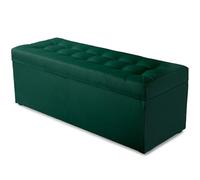 MG Design Pouf Coffre 45 × 120 cm Vert foncé - Rangement 140 L, Charge 300 kg, Surface Douce, Entretien Facile - pour Salon, Chambre, entrée