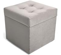 MG Design Pouf Coffre 45 × 45 cm Silber - Rangement 50 L, Charge 300 kg, Surface Douce avec léger reflet, Entretien Facile - pour Salon, Chambre, entrée