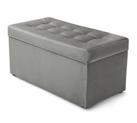 MG Design Pouf Coffre 45 × 90 cm Gris - Rangement 100 L, Charge 300 kg, Surface Douce, Entretien Facile - pour Salon, Chambre, entrée