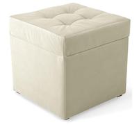 MG Design Pouf Coffre 45 x 45 cm Beige - Rangement 50 L, Charge 300 kg, Doux, Aspect Mat et Texture Fine, Facile à Nettoyer - pour Salon, Chambre, entrée