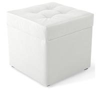MG Design Pouf Coffre 45 x 45 cm Blanc - Rangement 50 L, Charge 300 kg, Doux, Aspect Mat et Texture Fine, Facile à Nettoyer - pour Salon, Chambre, entrée