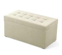 MG Design Pouf Coffre 45 x 90 cm Beige - Rangement 100 L, Charge 300 kg, Doux, Aspect Mat et Texture Fine, Facile à Nettoyer - pour Salon, Chambre, entrée
