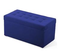 MG Design Pouf Coffre 45 x 90 cm Bleu - Rangement 100 L, Charge 300 kg, Doux, Aspect Mat et Texture Fine, Facile à Nettoyer - pour Salon, Chambre, entrée