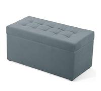 MG Design Pouf Coffre 45 x 90 cm Gris - Rangement 100 L, Charge 300 kg, Doux, Aspect Mat et Texture Fine, Facile à Nettoyer - pour Salon, Chambre, entrée