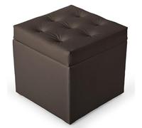 MG Design Pouf Coffre Gris 50 x 50 cm - Tabouret rembourré en Simili Cuir avec Rangement et Couvercle pour Salon, Chambre ou entrée