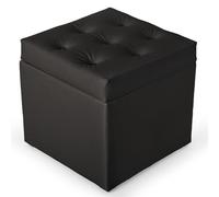 MG Design Pouf Coffre Gris foncé 50 x 50 cm - Tabouret rembourré en Simili Cuir avec Rangement et Couvercle pour Salon, Chambre ou entrée