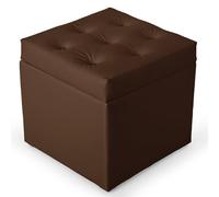 MG Design Pouf Coffre Marron 50 x 50 cm - Tabouret rembourré en Simili Cuir avec Rangement et Couvercle pour Salon, Chambre ou entrée
