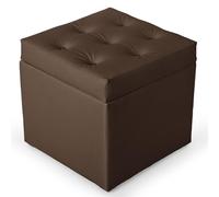 MG Design Pouf Coffre Marron 50 x 50 cm - Tabouret rembourré en Simili Cuir avec Rangement et Couvercle pour Salon, Chambre ou entrée
