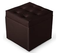 MG Design Pouf Coffre Marron foncé 50 x 50 cm - Tabouret rembourré en Simili Cuir avec Rangement et Couvercle pour Salon, Chambre ou entrée