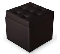 MG Design Pouf Coffre Marron foncé 50 x 50 cm - Tabouret rembourré en Simili Cuir avec Rangement et Couvercle pour Salon, Chambre ou entrée