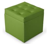 MG Design Pouf Coffre Vert 50 x 50 cm - Tabouret rembourré en Simili Cuir avec Rangement et Couvercle pour Salon, Chambre ou entrée