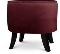 MG Design Pouf Ovale en Velours 42 x 52 cm en Bordeaux avec Pieds en Bois - Repose-Pieds et Siège Décoratif pour Salon ou Chambre