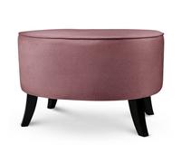 MG Design Pouf Ovale en Velours 62 x 72 cm en Rose avec Pieds en Bois - Repose-Pieds et Siège Décoratif pour Salon ou Chambre