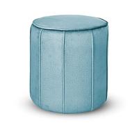 MG Design Pouf Rond rembourré 42 x 45,5 cm en Bleu avec Coutures décoratives - Siège Compact pour Salon ou Chambre