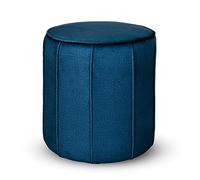 MG Design Pouf Rond rembourré 42 x 45,5 cm en Bleu foncé avec Coutures décoratives - Siège Compact pour Salon ou Chambre