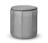 MG Design Pouf Rond rembourré 42 x 45,5 cm en Gris avec Coutures décoratives - Siège Compact pour Salon ou Chambre