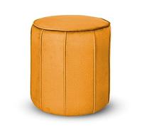 MG Design Pouf Rond rembourré 42 x 45,5 cm en Jaune avec Coutures décoratives - Siège Compact pour Salon ou Chambre