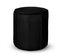 MG Design Pouf Rond rembourré 42 x 45,5 cm en Noir avec Coutures décoratives - Siège Compact pour Salon ou Chambre