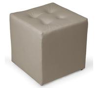 MG Design Pouf Velours Gris 41 x 41 cm - Tabouret rembourré Cube avec capitonnage décoratif pour Salon, Chambre ou entrée