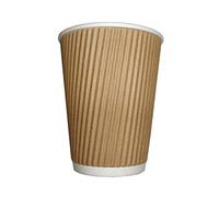 MG Partyware Lot de 100 gobelets jetables en papier kraft triple épaisseur 360 ml, marron, 1 pièce