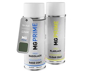 MG PRIME Bombe aérosol pour Audi LX6M / X6M / M4 Distriktgrün Metallic +1K | District Green Metallic, Peinture voiture, Kit peinture de base + vernis, bombes aérosols 400ml