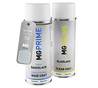 MG PRIME Bombe aérosol pour Ford TU/UCLEWHA Silver Frost Pearl + vernis | Gris Appalaches Nacre, Peinture voiture, Kit peinture de base + vernis, bombes aérosols 400ml