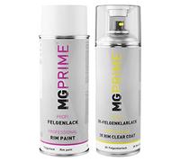 MG PRIME Kit Premium 2K vernis pour jantes en Anthracite métallique mat peinture acrylique vernis clair pour jantes aérosol bombe de peinture automobile 400 ml