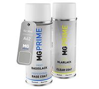 MG PRIME Peinture voiture Bombe aérosol pour Mini A62 White Silver Me. +1K | White Silver Metallic, Kit peinture de base + vernis, bombes aérosols 400ml