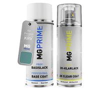 MG PRIME Peinture voiture Bombe aérosol pour Peugeot KRV Vert Romarin. +2K | Crystal Green Metallic / Vert Romarin Metallic, Kit peinture de base + vernis 2K, bombes aérosols 400ml