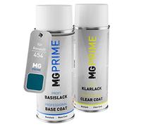 MG PRIME Peinture voiture Bombe aérosol pour Renault 454 Bleu Egee Me. +1K | Bleu Egee Metallic, Kit peinture de base + vernis, bombes aérosols 400ml