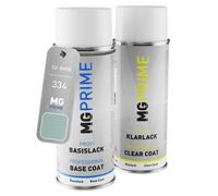 MG PRIME Peinture voiture Bombes aérosols pour BMW 334 Glaciergrün Metallic/Glacier Green Metallic Peinture de base vernis clair aérosol 400ml