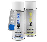 MG PRIME Peinture voiture Bombes aérosols pour BMW B45 Estorilblau II Metallic/Estoril Blue Metallic Peinture de base vernis clair aérosol 400ml