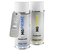 MG PRIME Peinture voiture Bombes aérosols pour Mercedes 702 Rauchsilber Metallic/Smoke Silver Metallic Peinture de base vernis clair aérosol 400ml