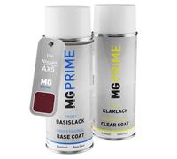 MG PRIME Peinture voiture Bombes aérosols pour Nissan AX5 / 9912-506 Bordeaux Red Pearl/Burgundy Pearl Peinture de base vernis clair aérosol 400ml