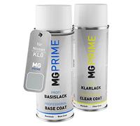 MG PRIME Peinture voiture Bombes aérosols pour Nissan KL0 / KLO Platinum Silver Metallic/Platinum Metallic Peinture de base vernis clair aérosol 400ml