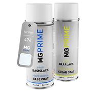 MG PRIME Peinture voiture Bombes aérosols pour Opel 474 / 10L 10U GKQ Casablanca Weiss/Blanc Casablanca Peinture de base vernis clair aérosol 400ml