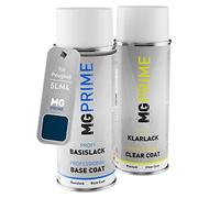 MG PRIME Peinture voiture Bombes aérosols pour Peugeot 5LM4 Bleu Montebello Nacre Metallic/Montebello Blau Metallic Peinture de base vernis clair aérosol 400ml