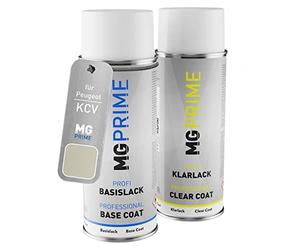 MG PRIME Peinture voiture Bombes aérosols pour Peugeot KCV Or Blanc Nacre Metallic/Perlgold Peinture de base vernis clair aérosol 400ml