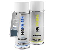 MG PRIME Peinture voiture Bombes aérosols pour Peugeot M1MH Bleu Ming Metallic/Ming Blue Metallic Peinture de base vernis clair aérosol 400ml