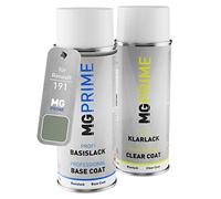 MG PRIME Peinture voiture Bombes aérosols pour Renault 191 Beige Steppe Nacre Metallic/Steppengrau Metallic Peinture de base vernis clair aérosol 400ml