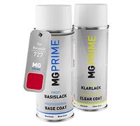 MG PRIME Peinture voiture Bombes aérosols pour Renault 727 Rouge Vif/Spanischrot Peinture de base vernis clair aérosol 400ml