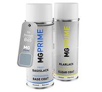 MG PRIME Peinture voiture Bombes aérosols pour Renault B65 Gris Agathe Nacre Metallic/Stahlblau/Achatblau Metallic Peinture de base vernis clair aérosol 400ml