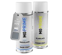 MG PRIME Peinture voiture Bombes aérosols pour Renault KPE Gris Lunaire Metallic/Lunar Grey Metallic Peinture de base vernis clair aérosol 400ml