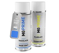 MG PRIME Peinture voiture Bombes aérosols pour Renault RNT Bleu Malte Metallic/Gordini Blau Metallic Peinture de base vernis clair aérosol 400ml