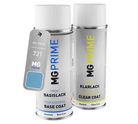 MG PRIME Peinture voiture Bombes aérosols pour Volvo 721 Liquid Blue Metallic/Mussel Blue Metallic Peinture de base vernis clair aérosol 400ml