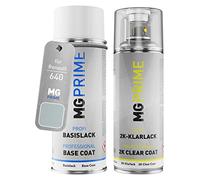 MG PRIME Peinture voiture kit bombe aérosol 2C aérosol pour Renault 640 Gris Iceberg Metallic/Silbergrau Metallic de couche de base vernis 2 composants